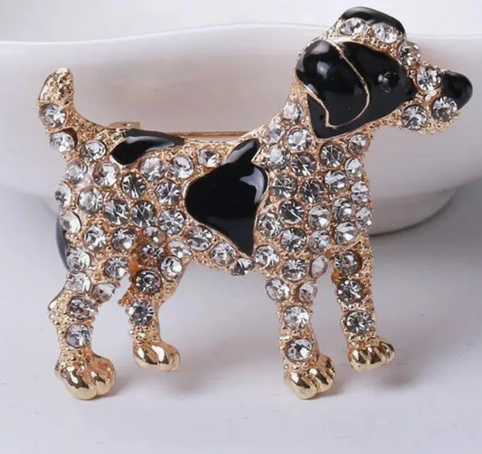 Diamante dog brooch