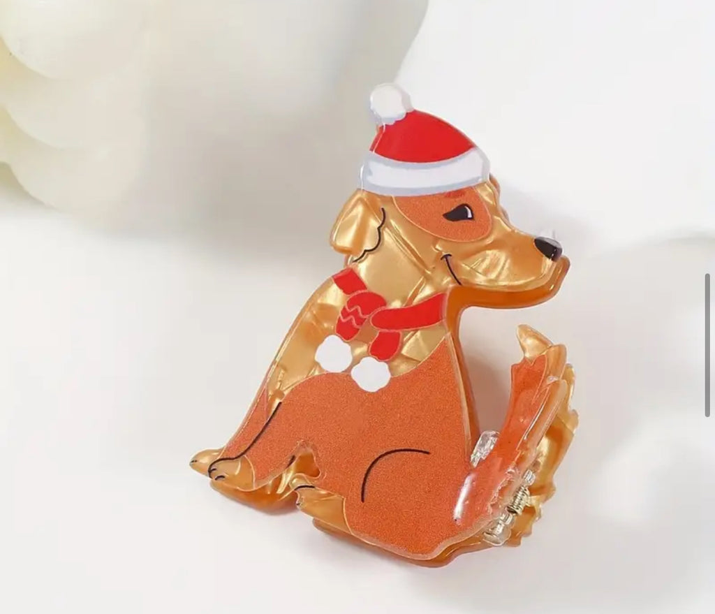 Pince à cheveux en forme de griffe de chien de Noël