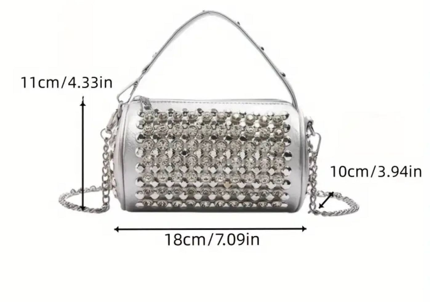 Diamante Diamond Silver Handbag