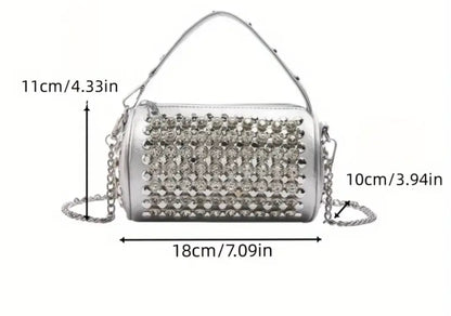 Diamante Diamond Silver Handbag