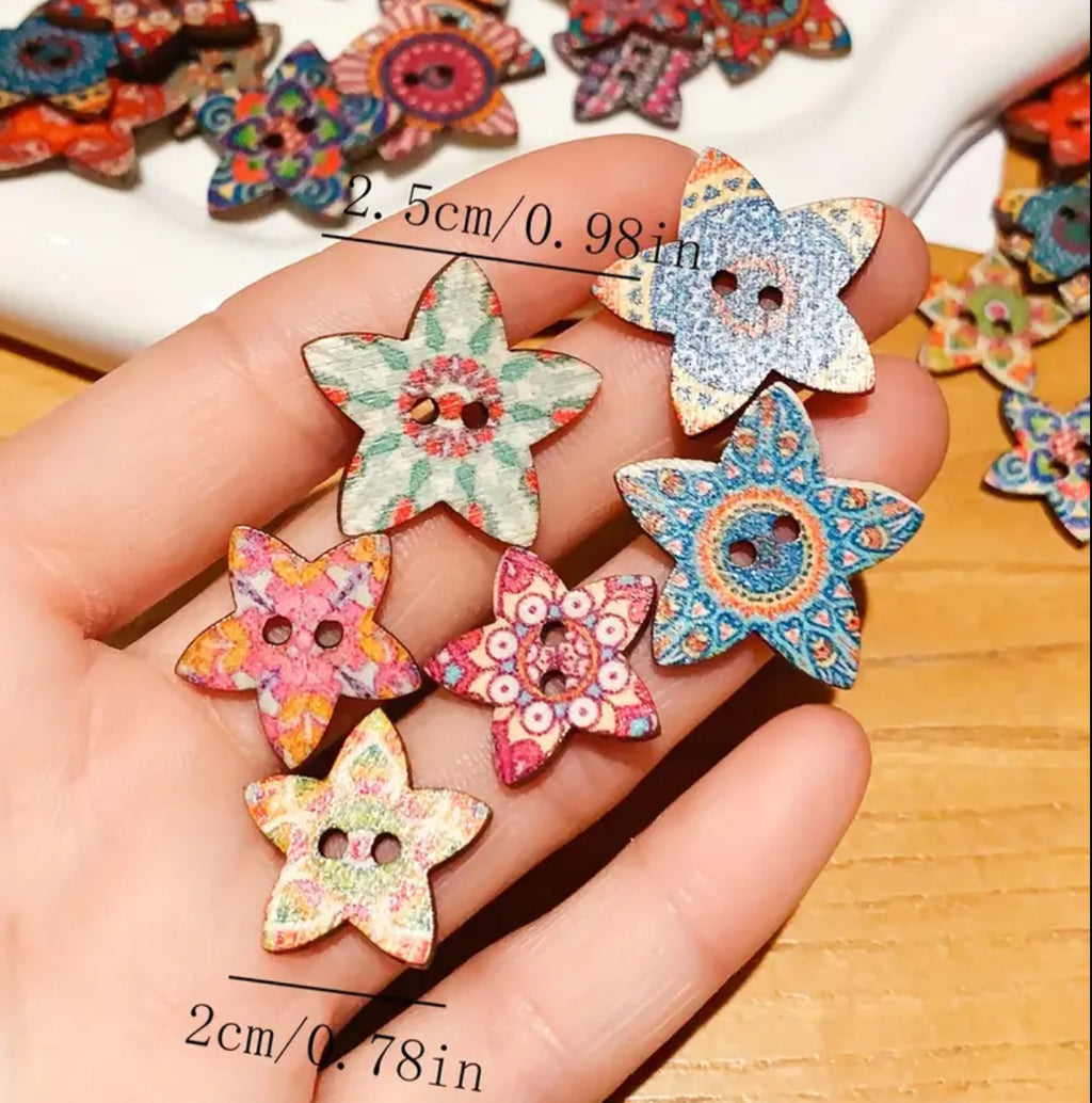 Bouton étoile en bois