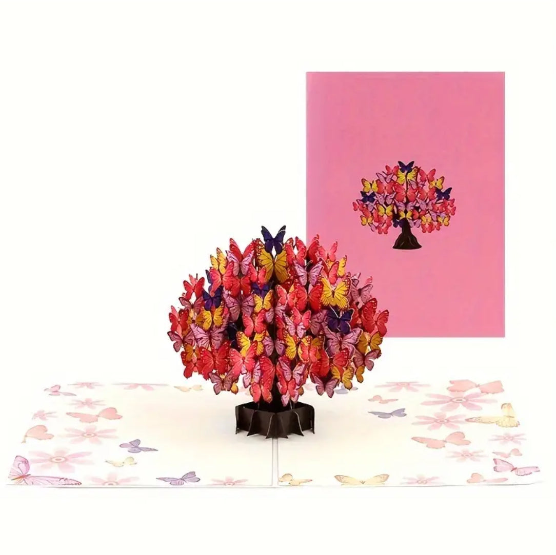 3D Pop- Up Greeting Card - Butterflies Tree