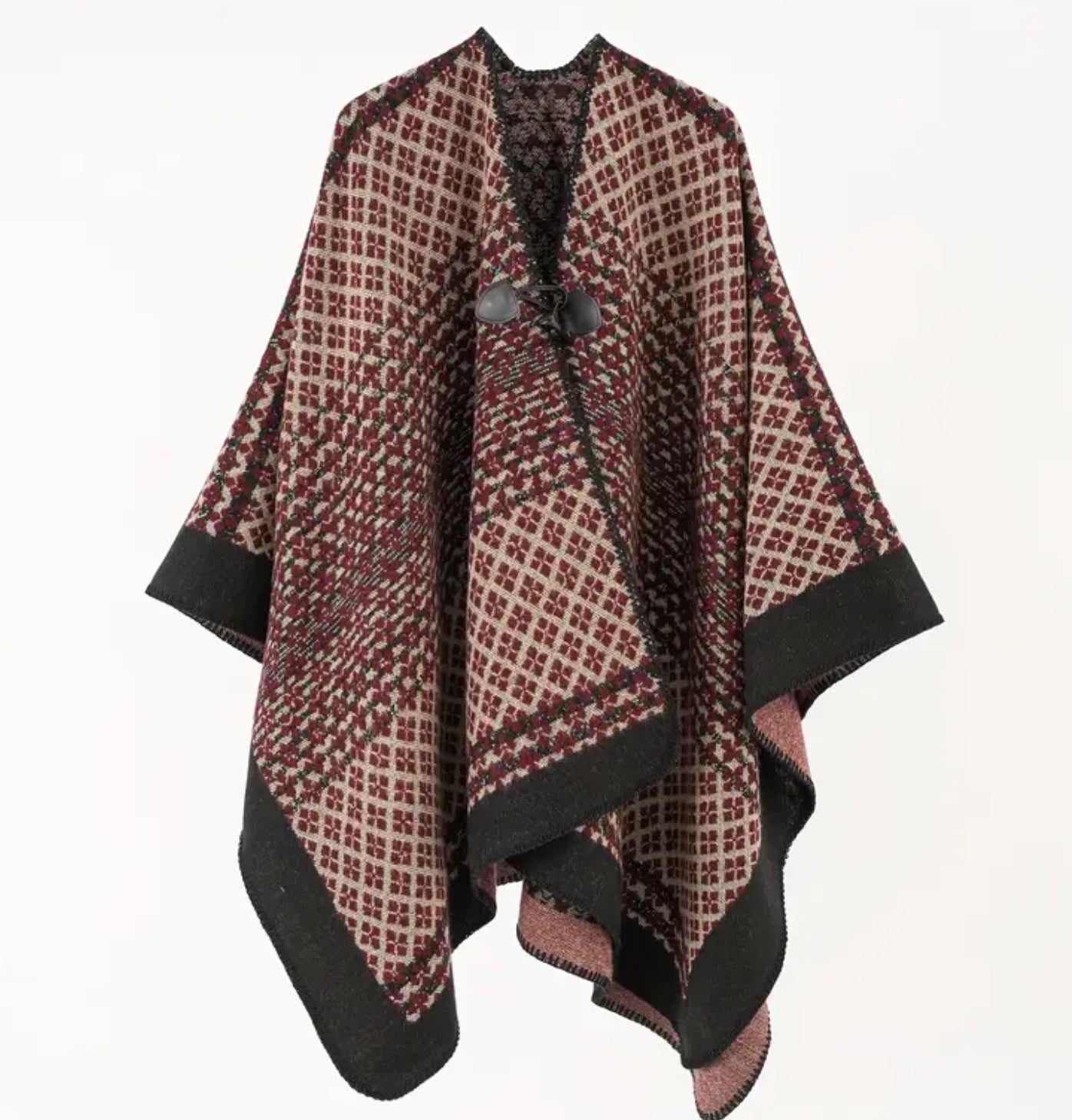 Poncho à carreaux rouges de grande taille