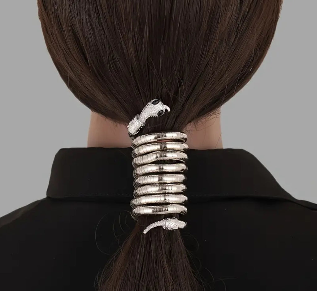 Élastique à cheveux serpent 3 en 1, collier et bracelet