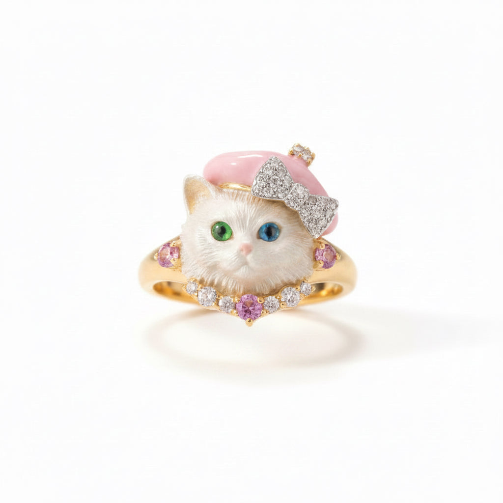 Cat with Pink Hat Ring