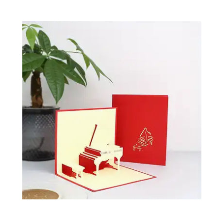 3D Greeting Card - Red Piano