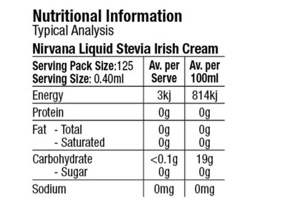 Irish cream flavoured stevia drops