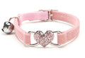 Collier pour chat en diamant rose avec clochette