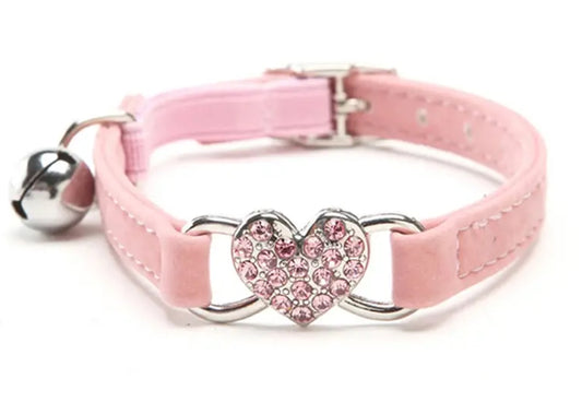 Pink diamonte cat collar with bell