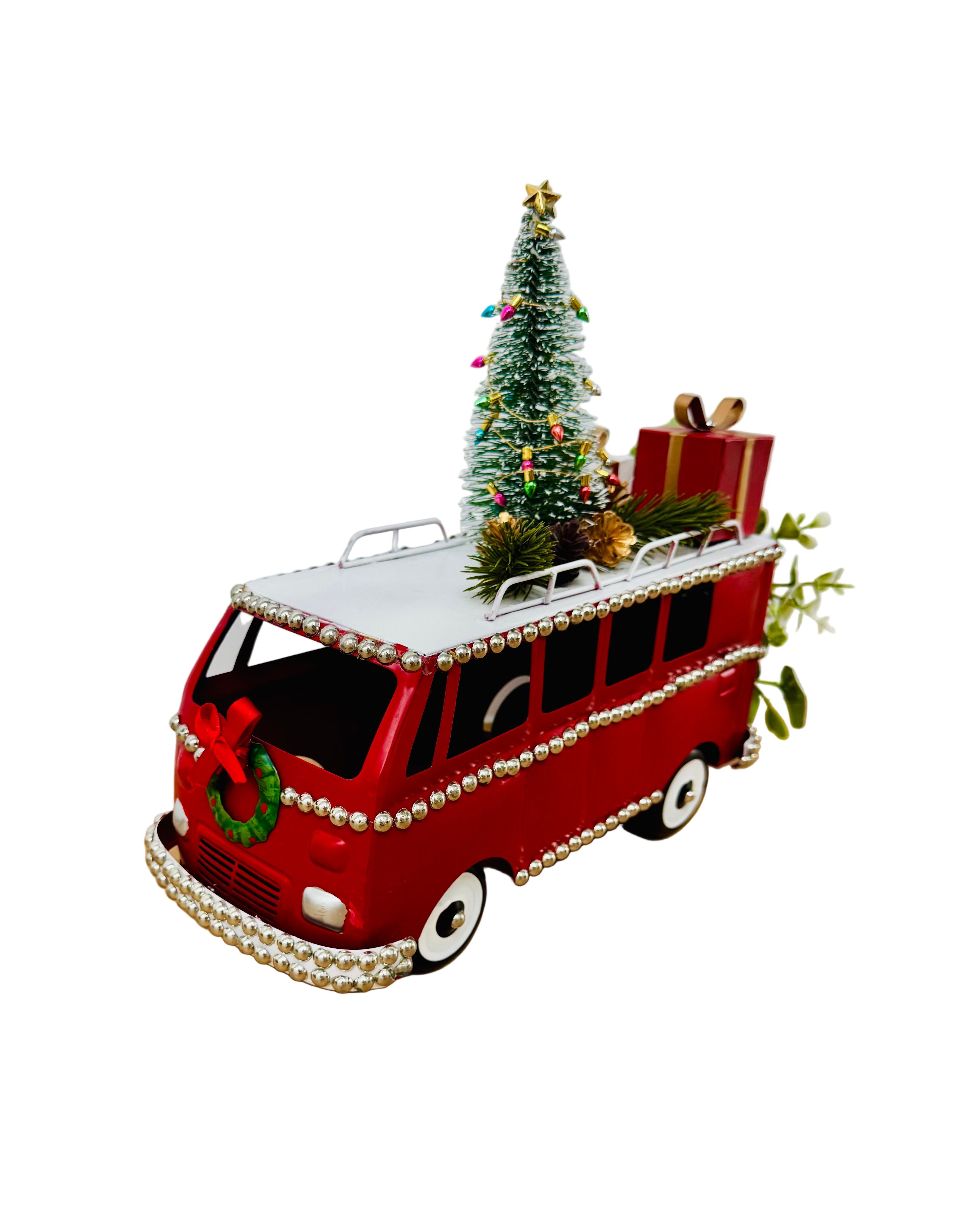 Hand-Decorated Christmas Bus with LED lamp