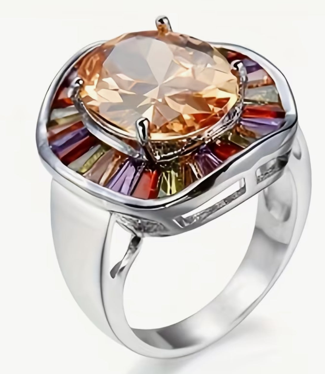 Bague en zircone plaquée or blanc