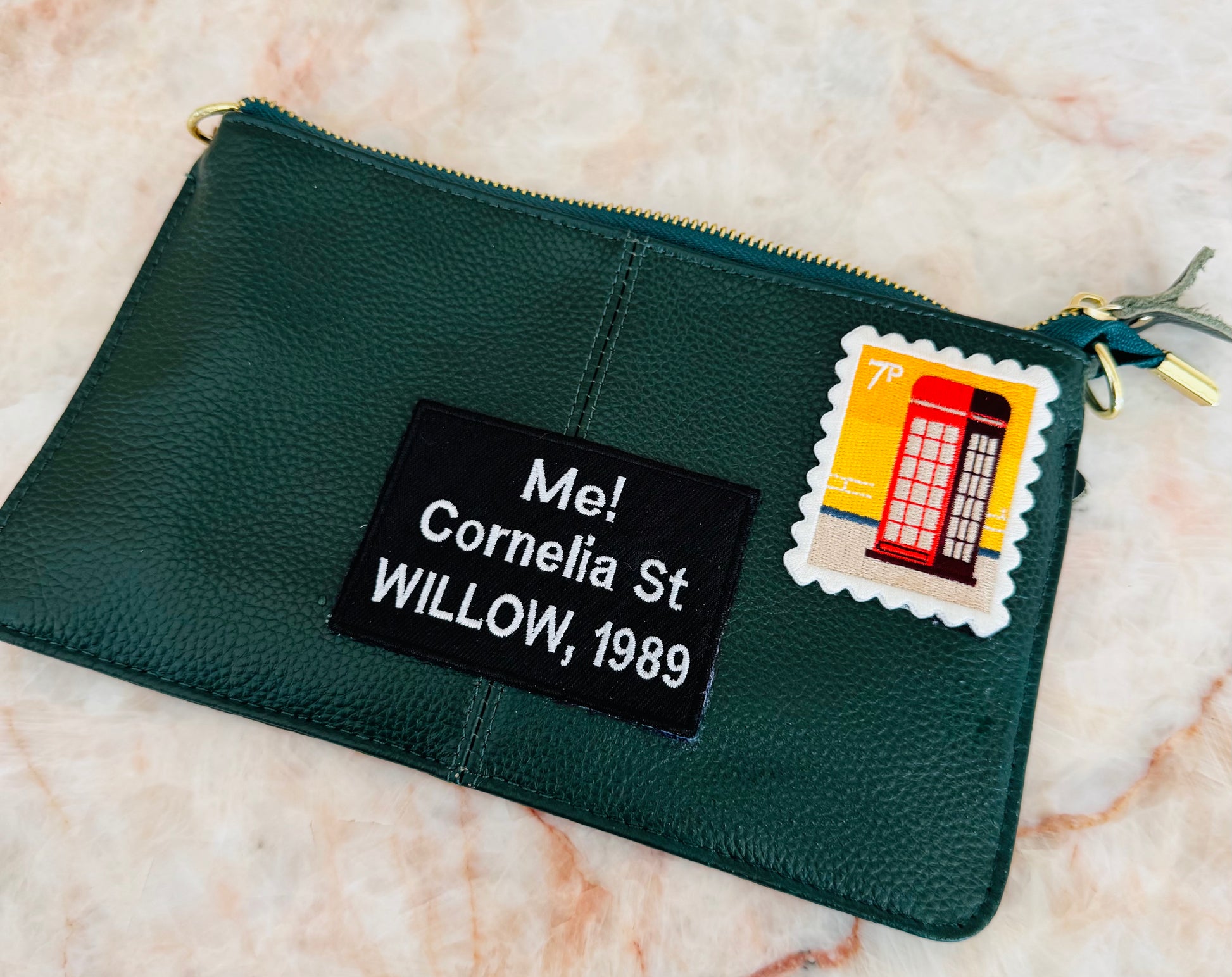 Envelope Leather clutch bag (Green Swiftie)