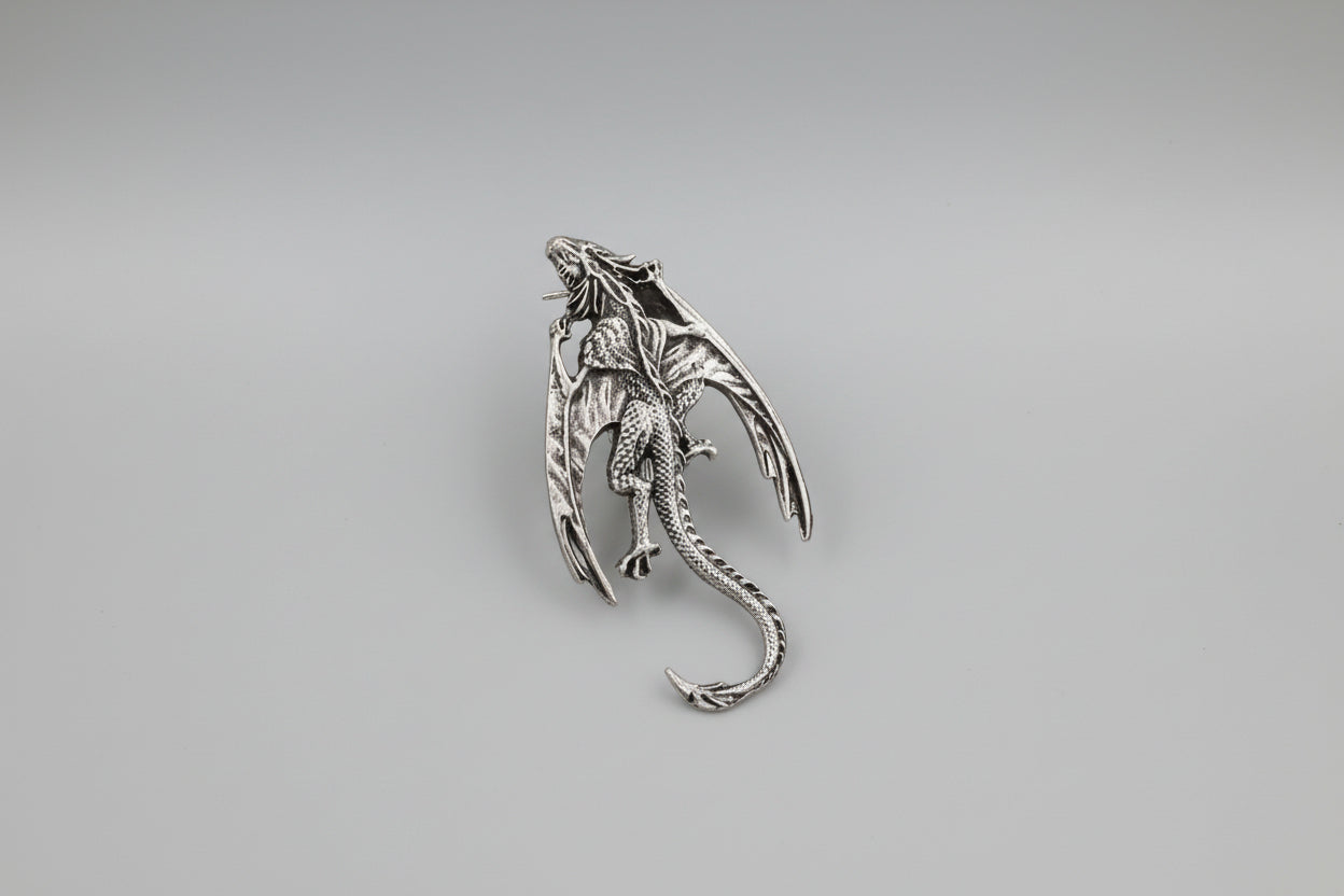Silver Dragon Brooch