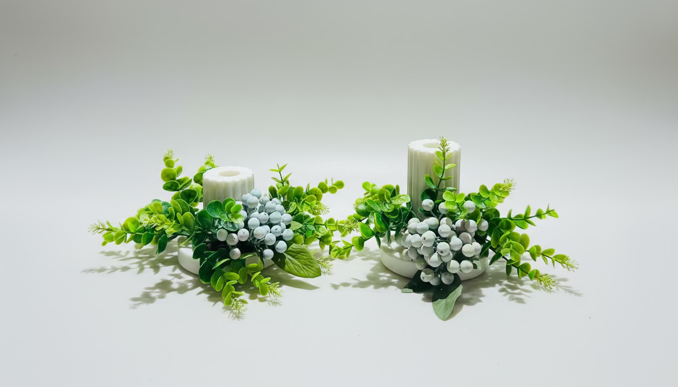 Marble Candlestick Holder with removable Christmas Bouquet