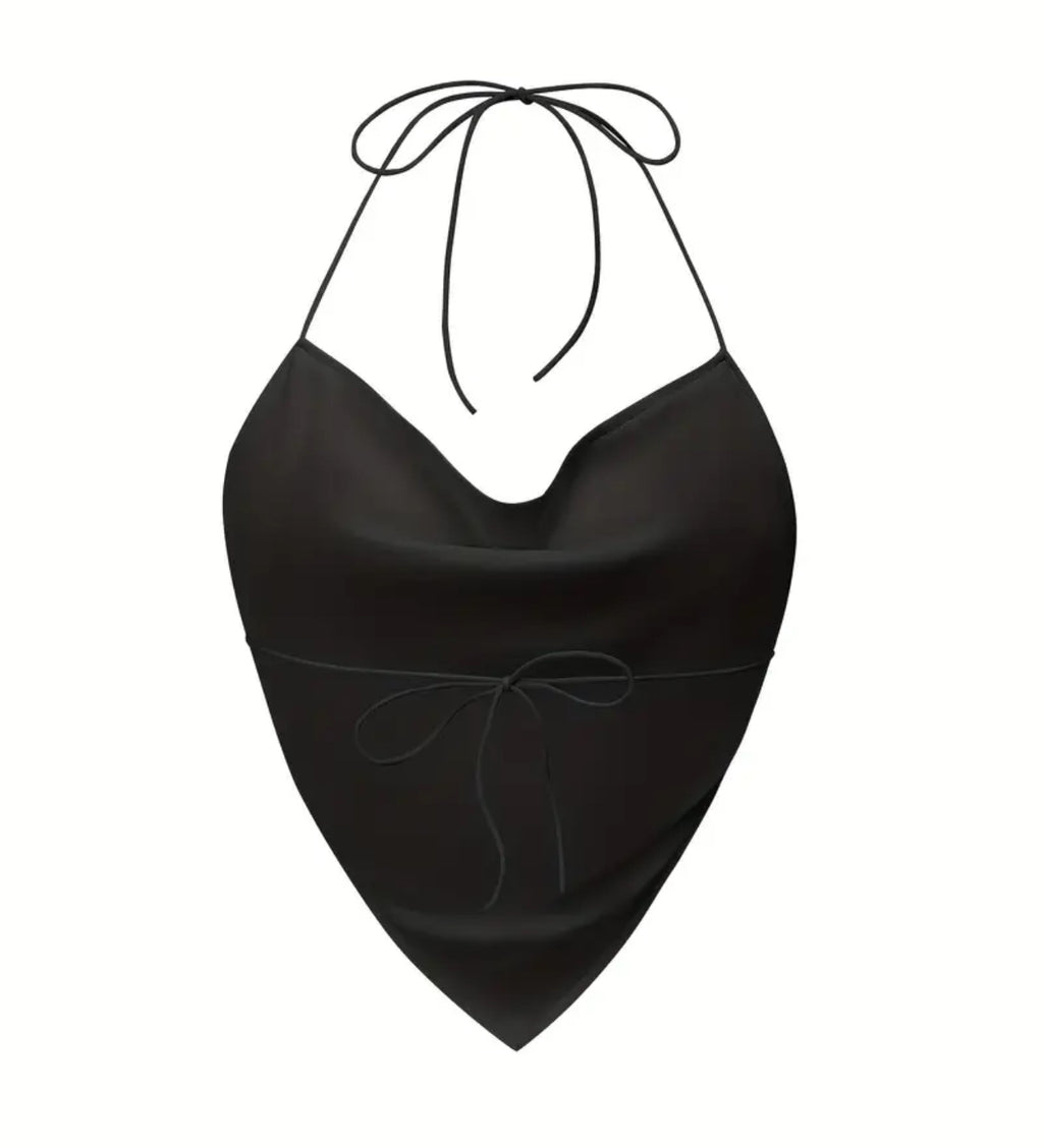 Black Sequin Halter Top