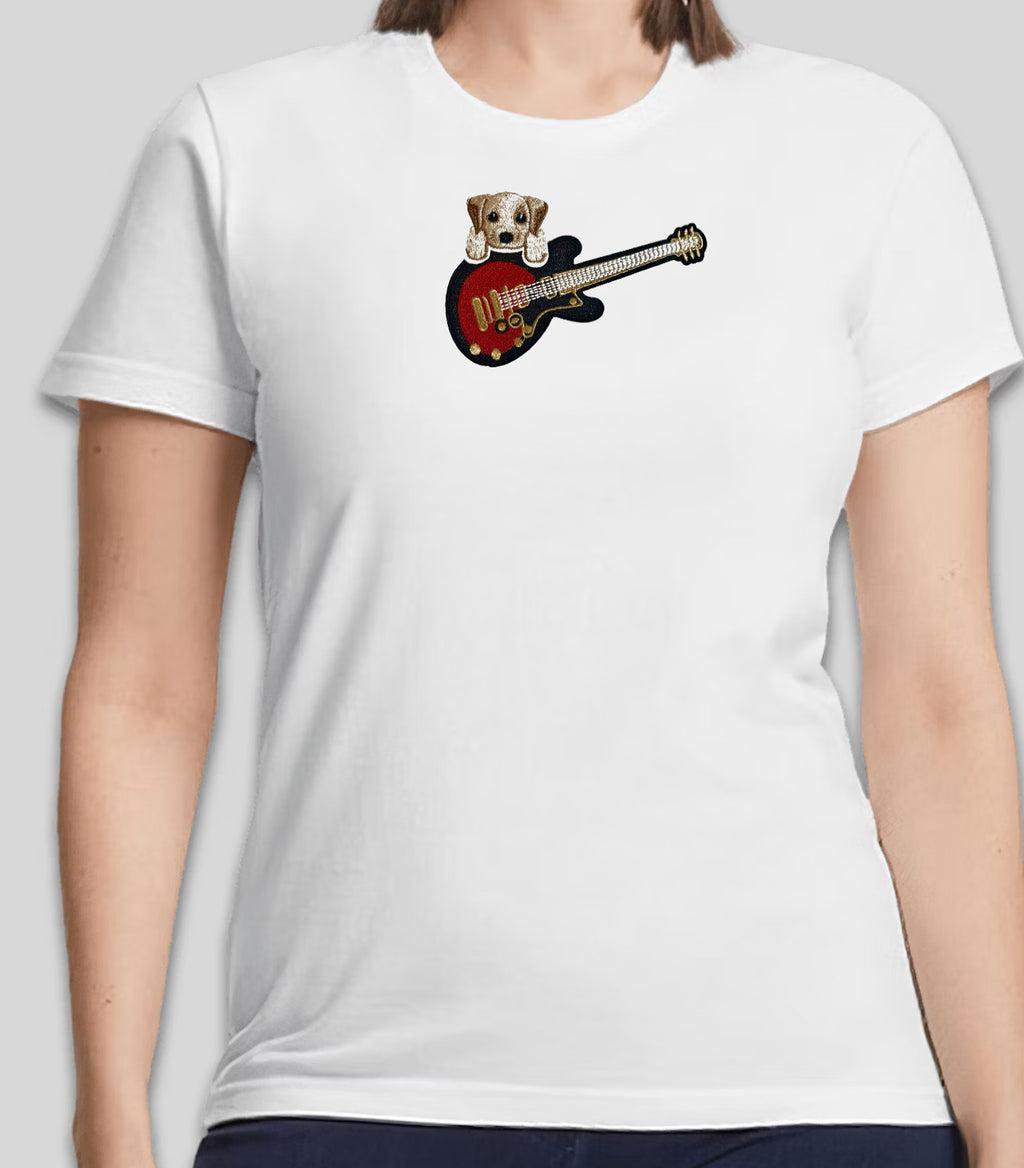 T-shirt en coton « Chien et guitare »