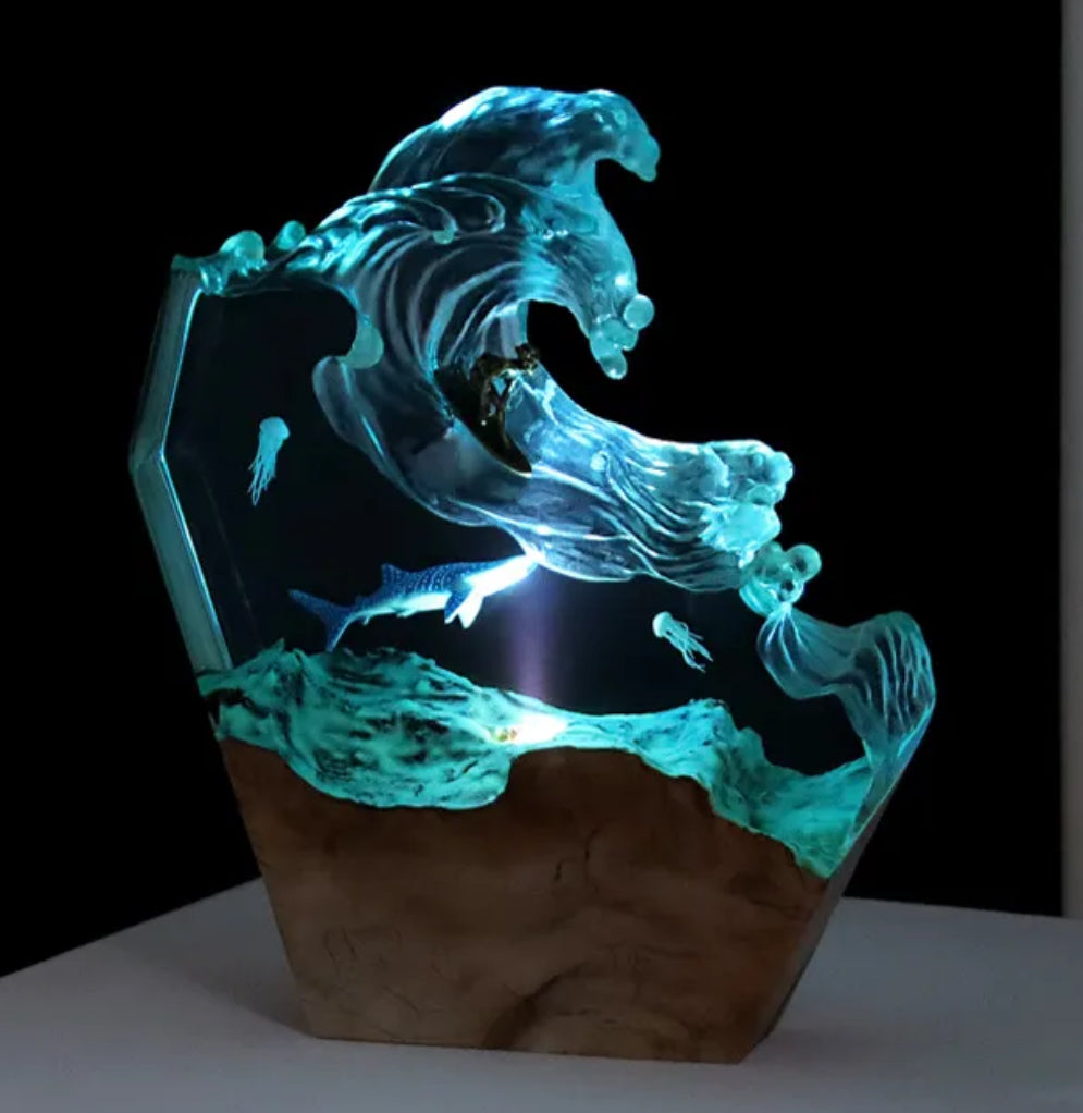 Resin Surfing Ocean Mood Lamp