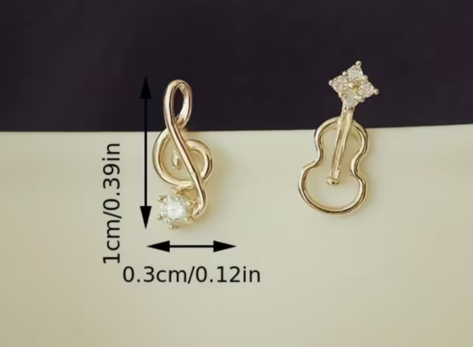 Boucles d'oreilles guitare plaquées or