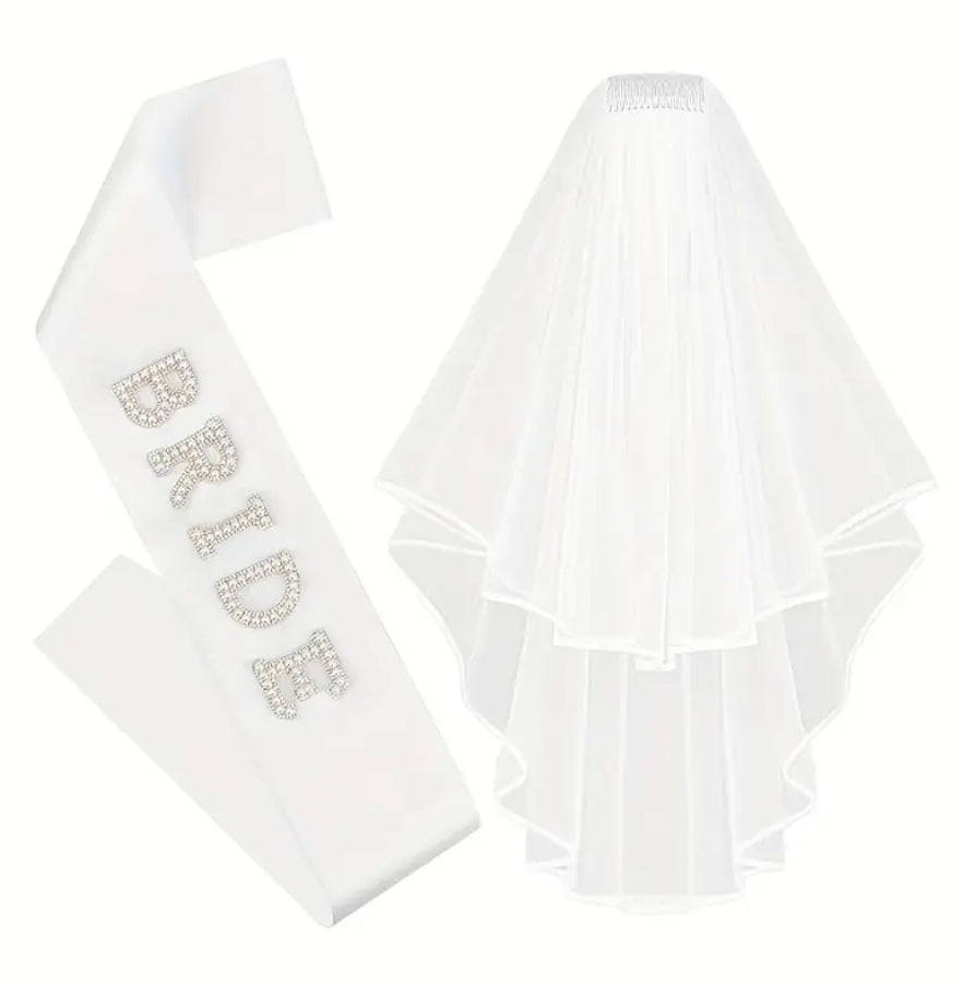 Bride Sash and Veil Set