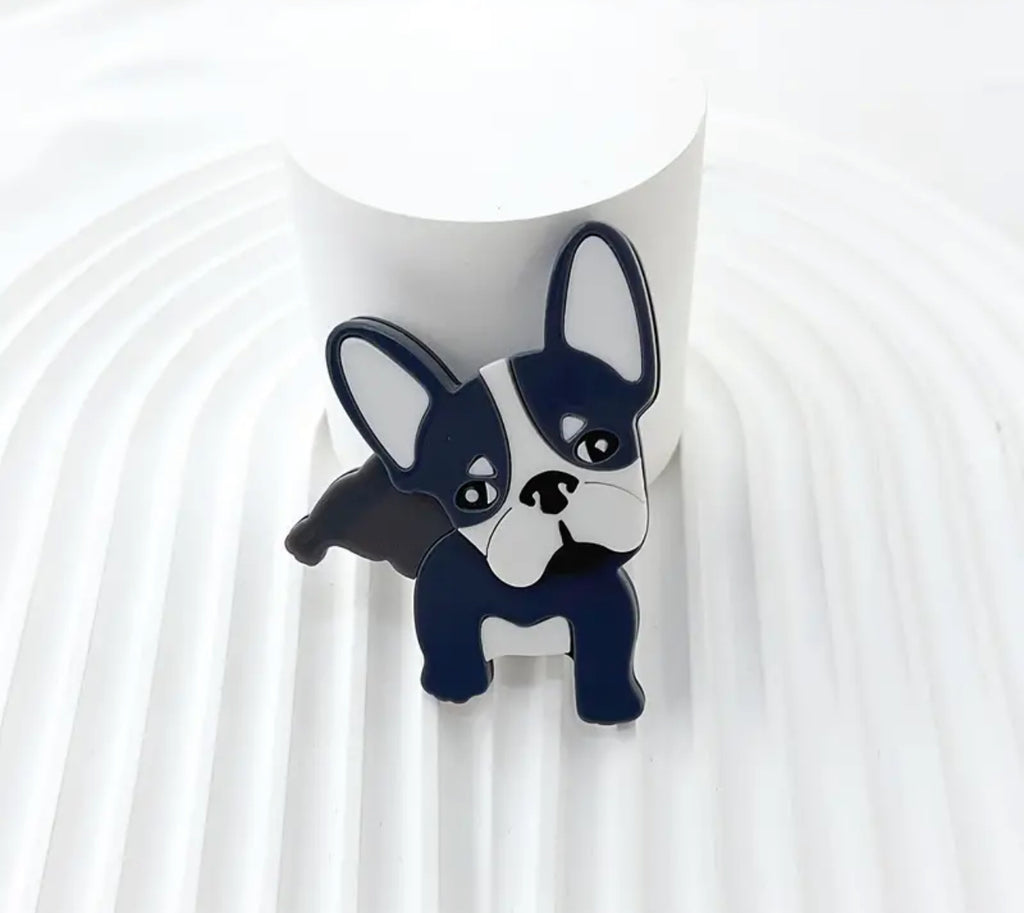 Broche en acrylique bouledogue français