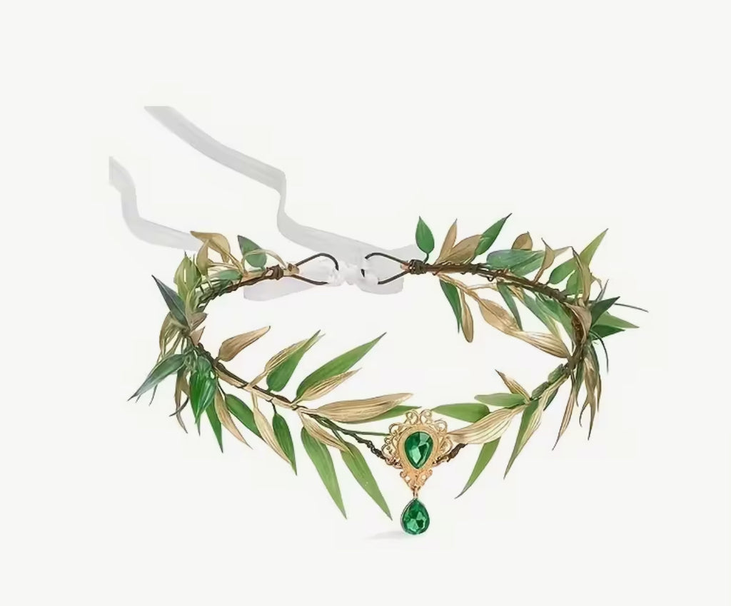 Coiffe en émeraude feuillue