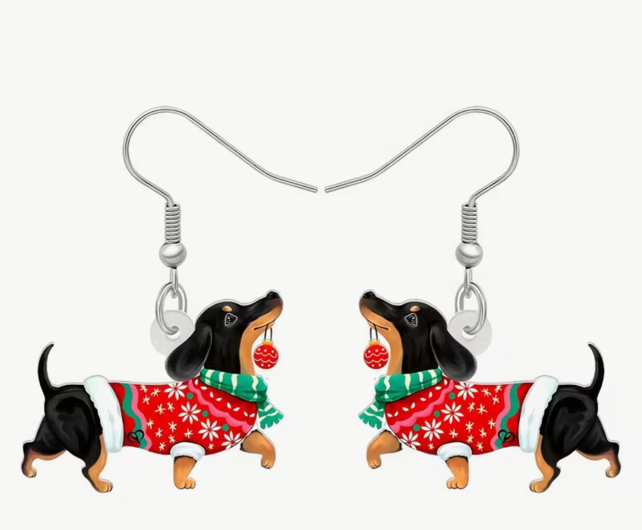 Dachshund Christmas Earrings