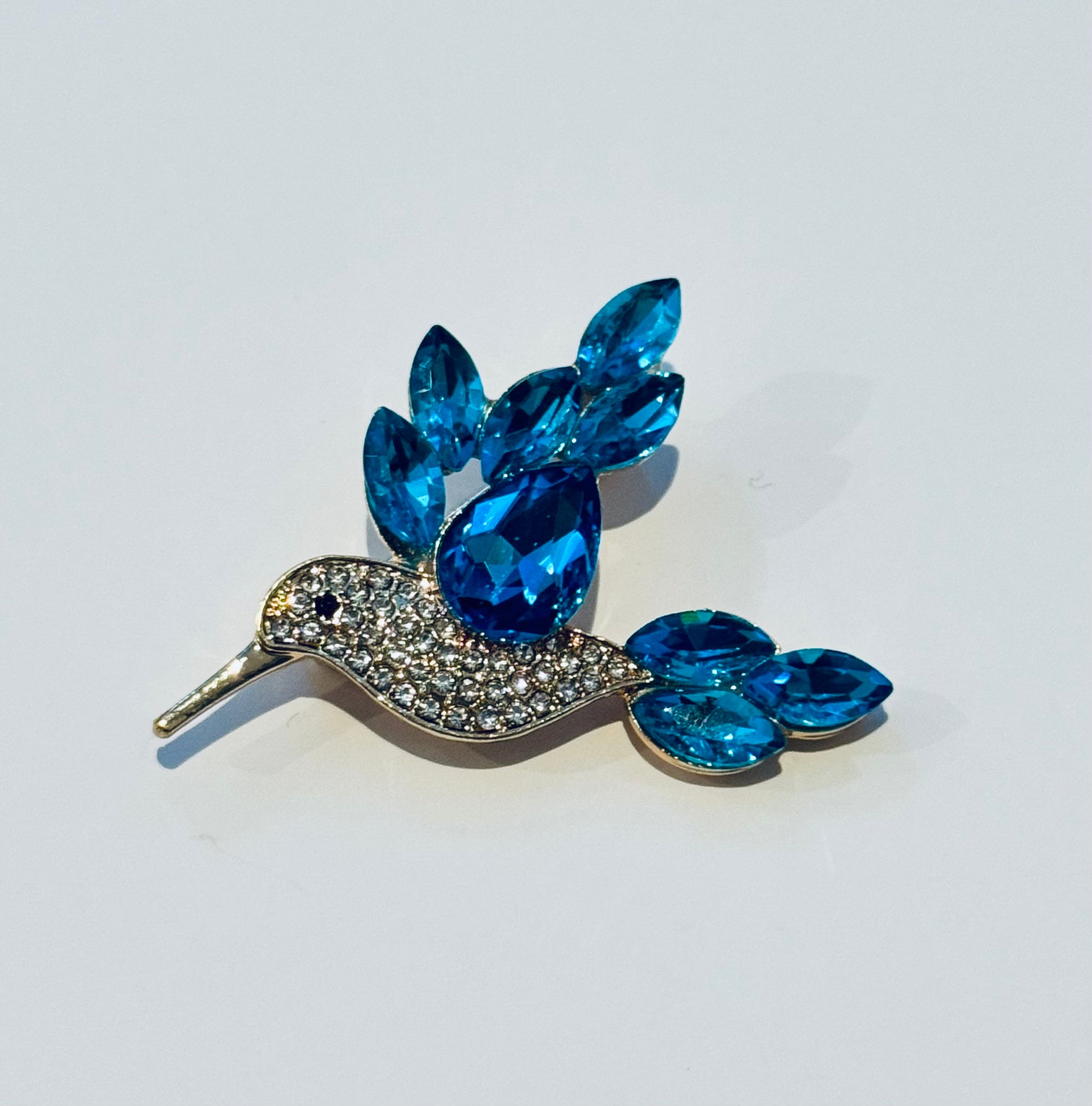 Blue Hummingbird Brooch