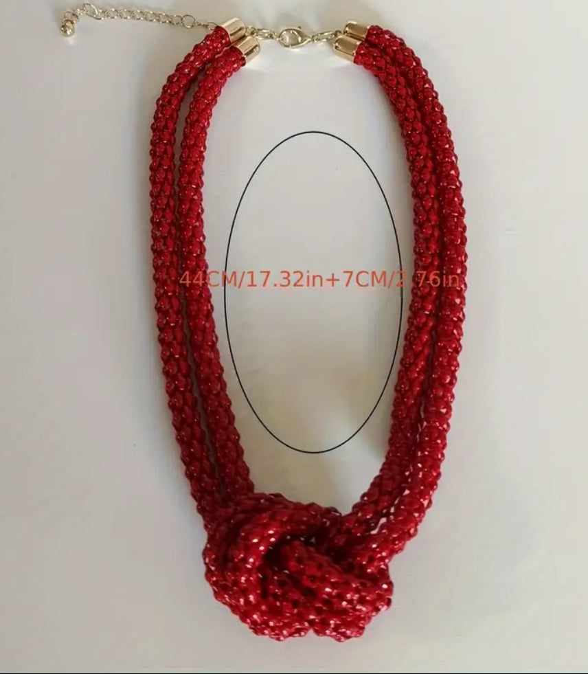 Collier chaîne nouée bleue