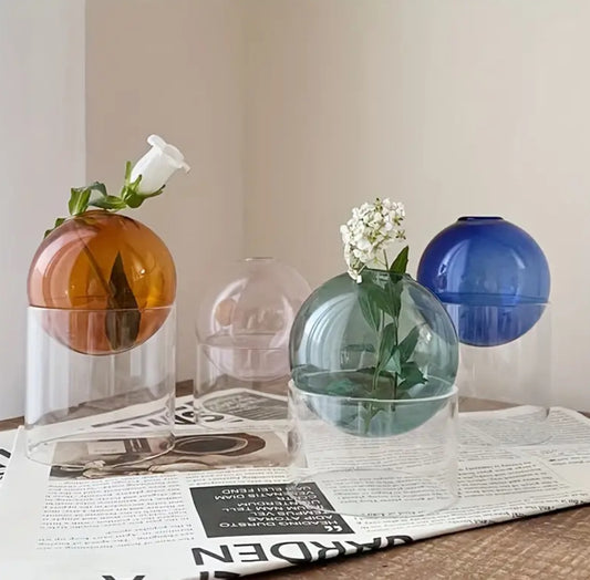 Glass sphere vase small coloured