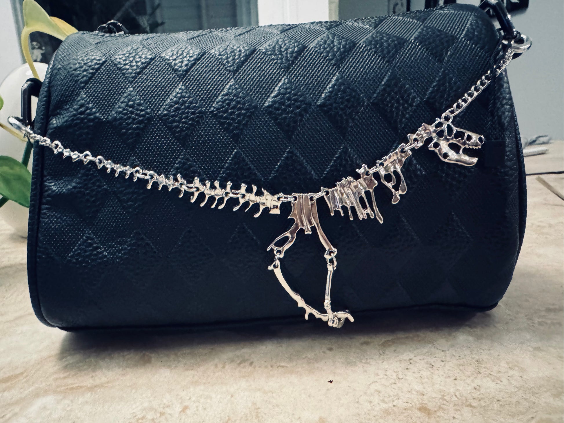 Dinosaur Black Leather Handbag