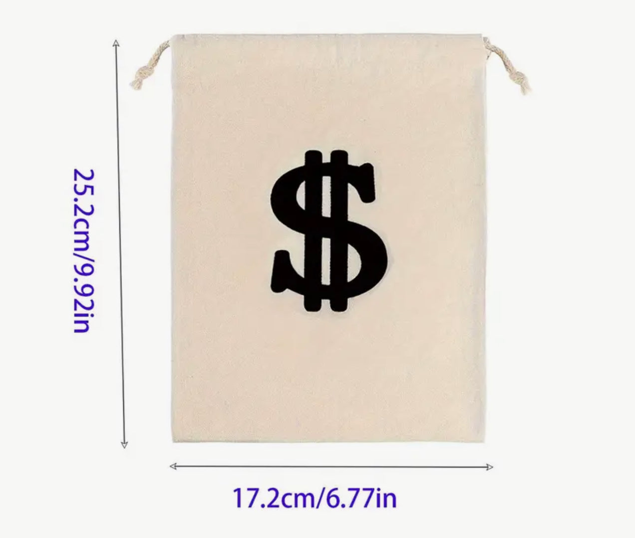 Canvas Cash Drawstring Bag