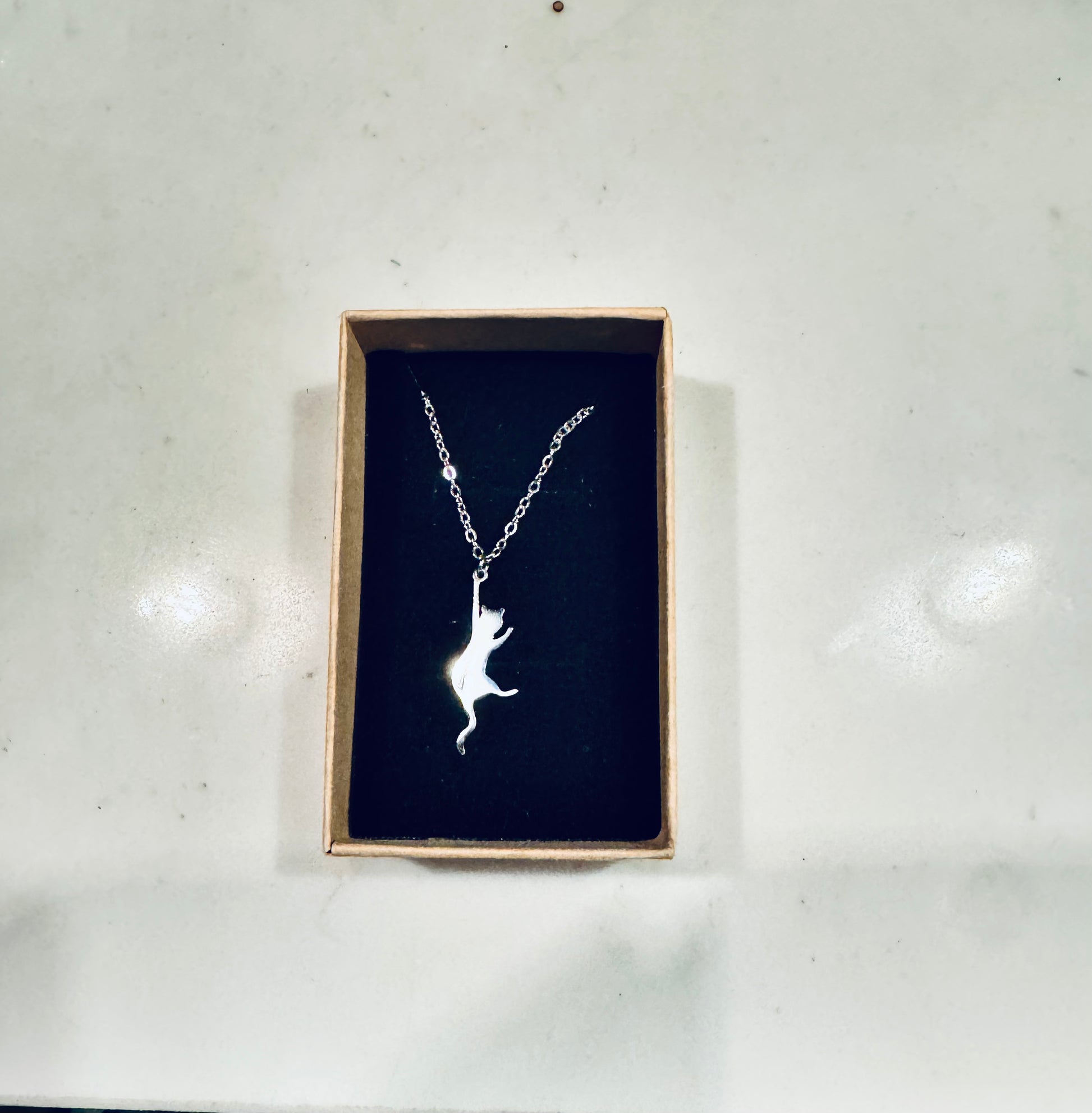 Stainless Steel Hanging Cat Necklace