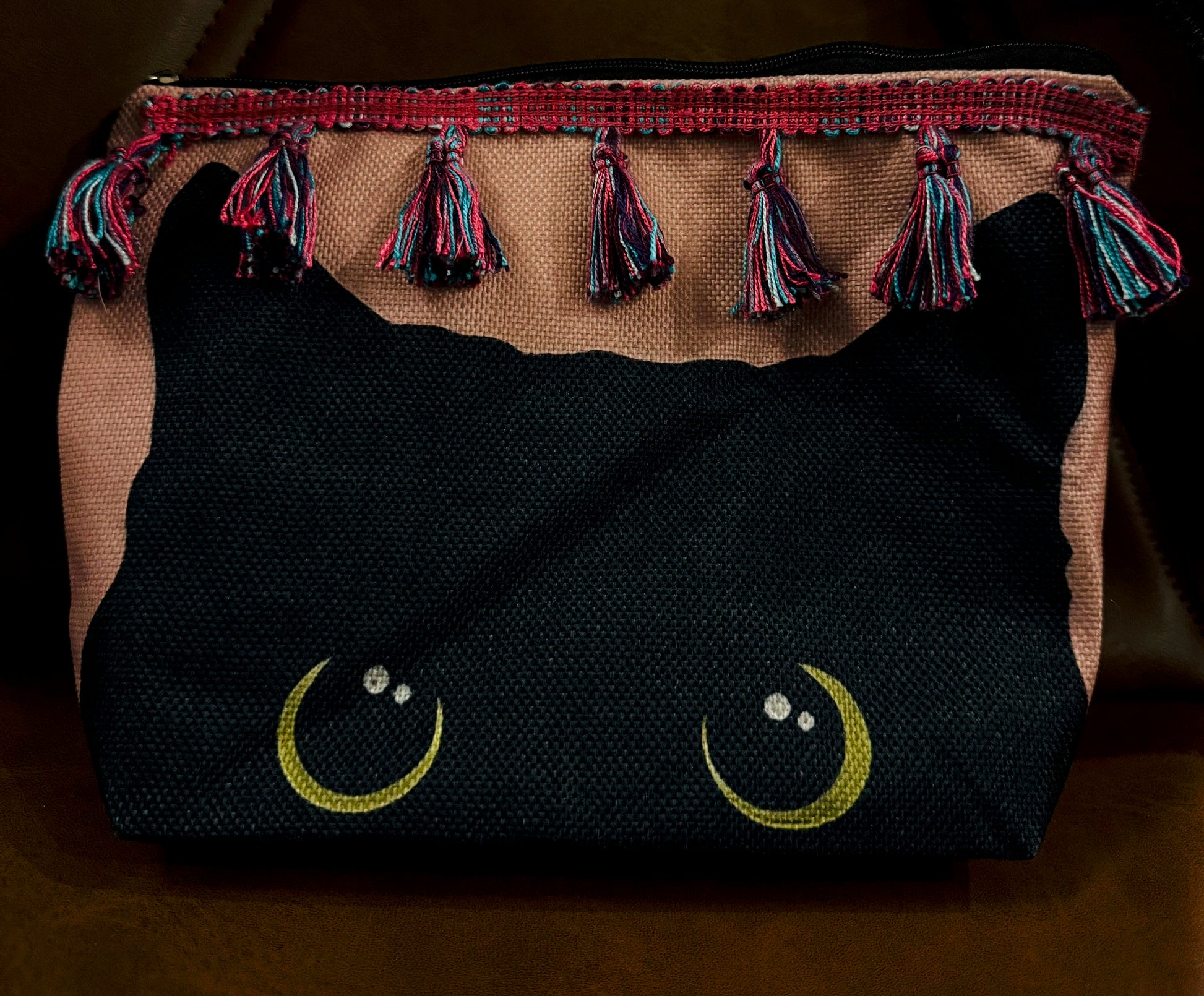 Black Cat tassel pouch case