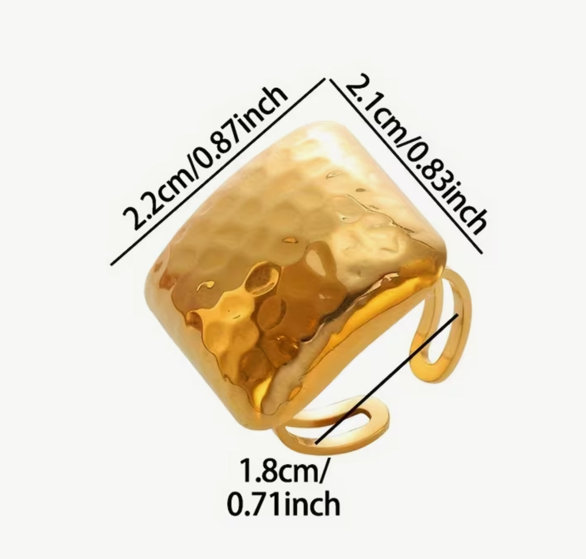 Hammered Stainless Steel Ring ( Square)