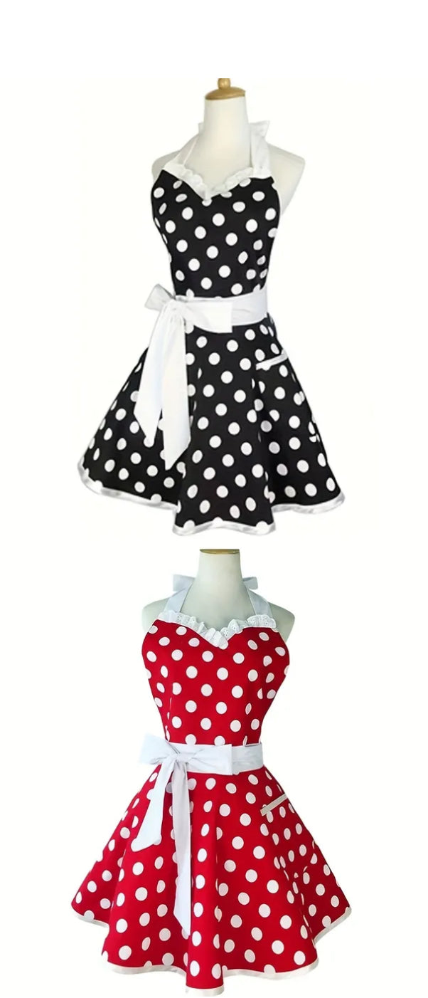 Polka Dot Apron Dress ( Red or black)