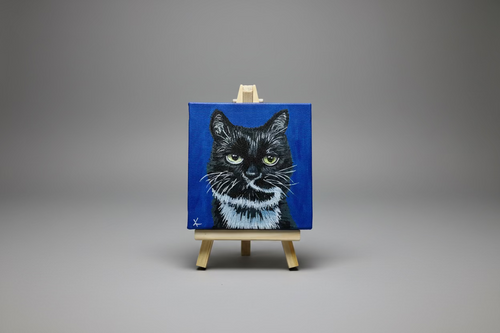 Tuxedo Cat Mini Canvas Painting