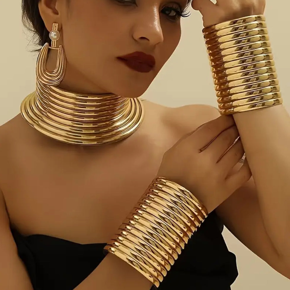 Faux Coil Jewellery Set (Gold)