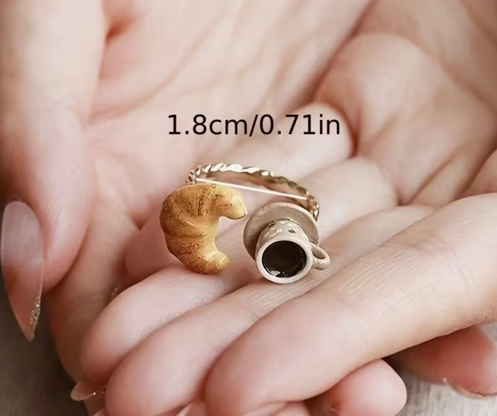 Enamel Croissant and Coffee Ring