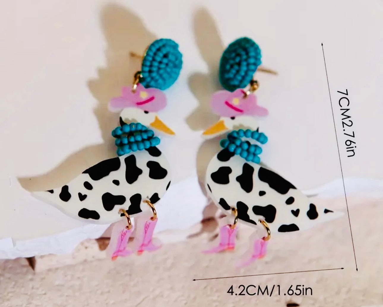 Spotted Cowboy Geese earrings