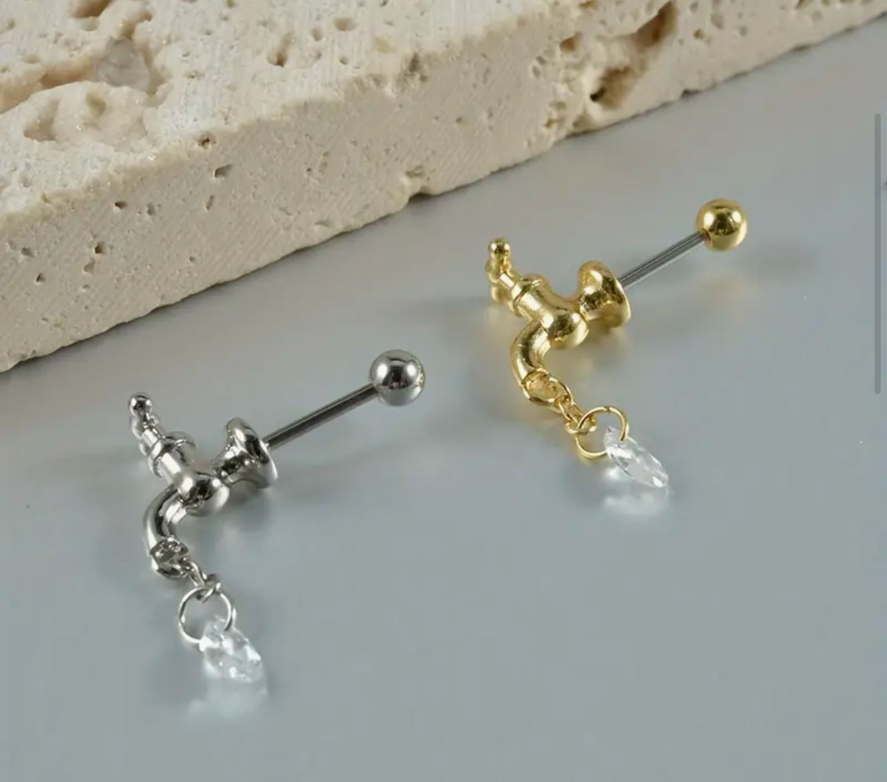 Stainless Steel Silver Tap Earrings