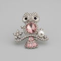Pink Crystal Owl Brooch