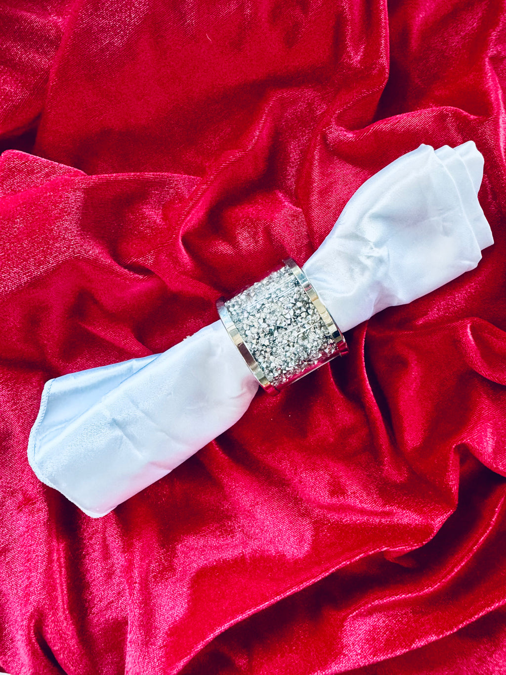 Porte-serviettes en argent Diamonte