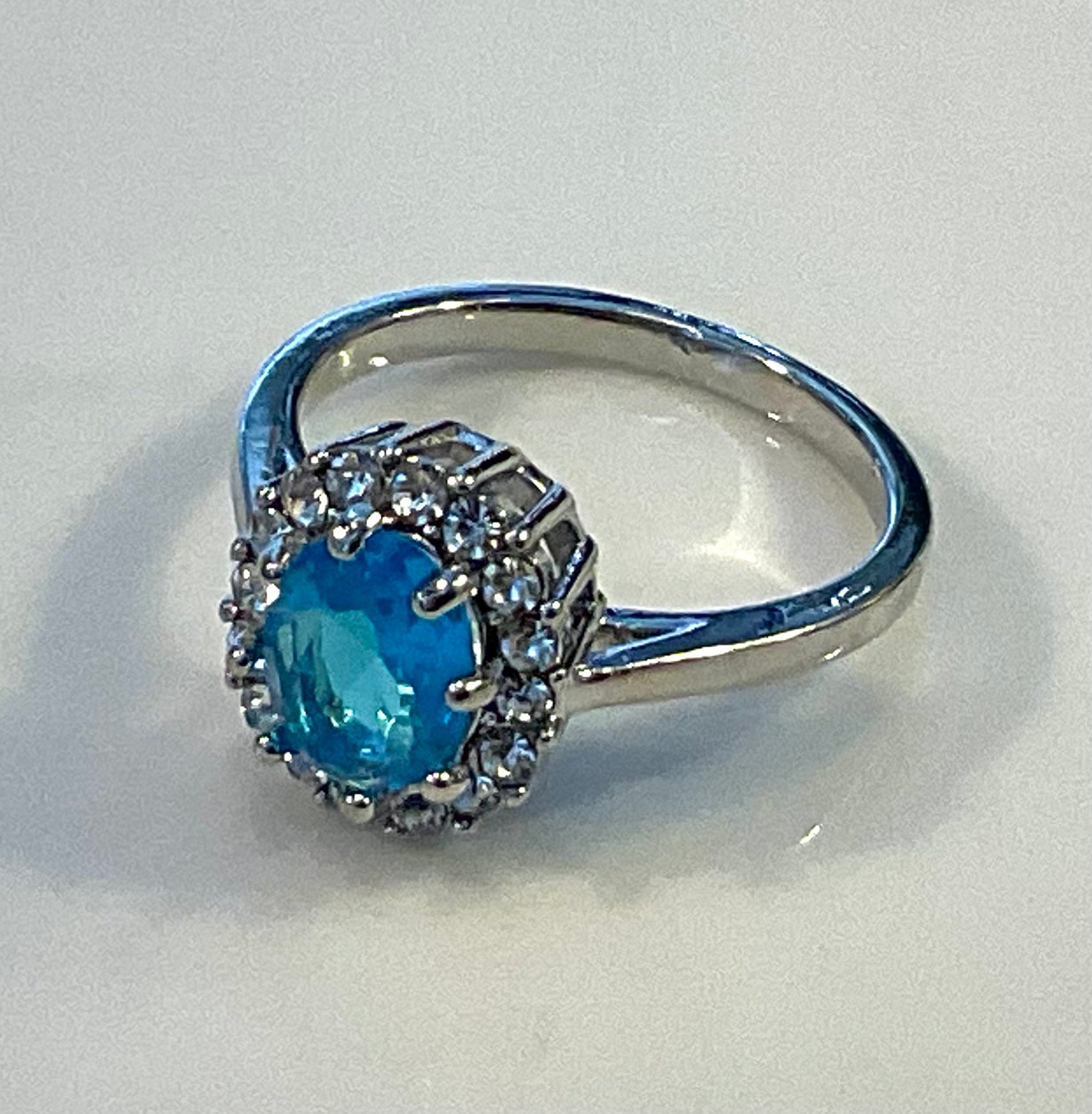 Gold Plated Blue Zircon Ring