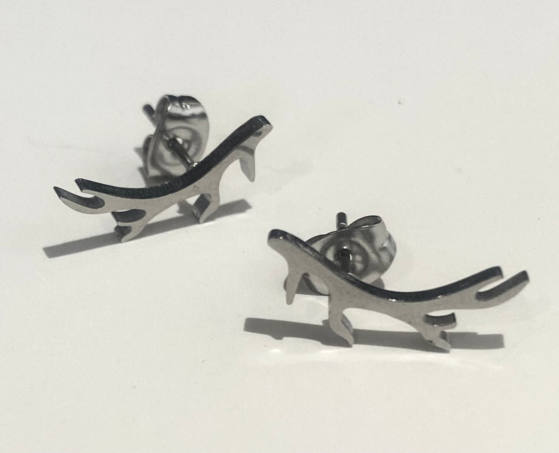 Christmas Earrings - Silver Antlers