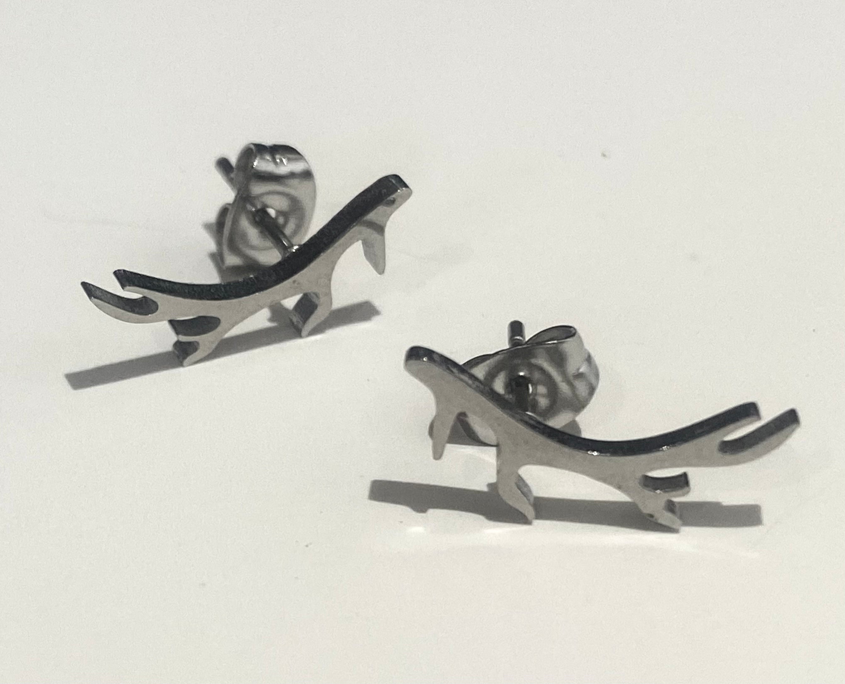 Christmas Earrings - Silver Antlers