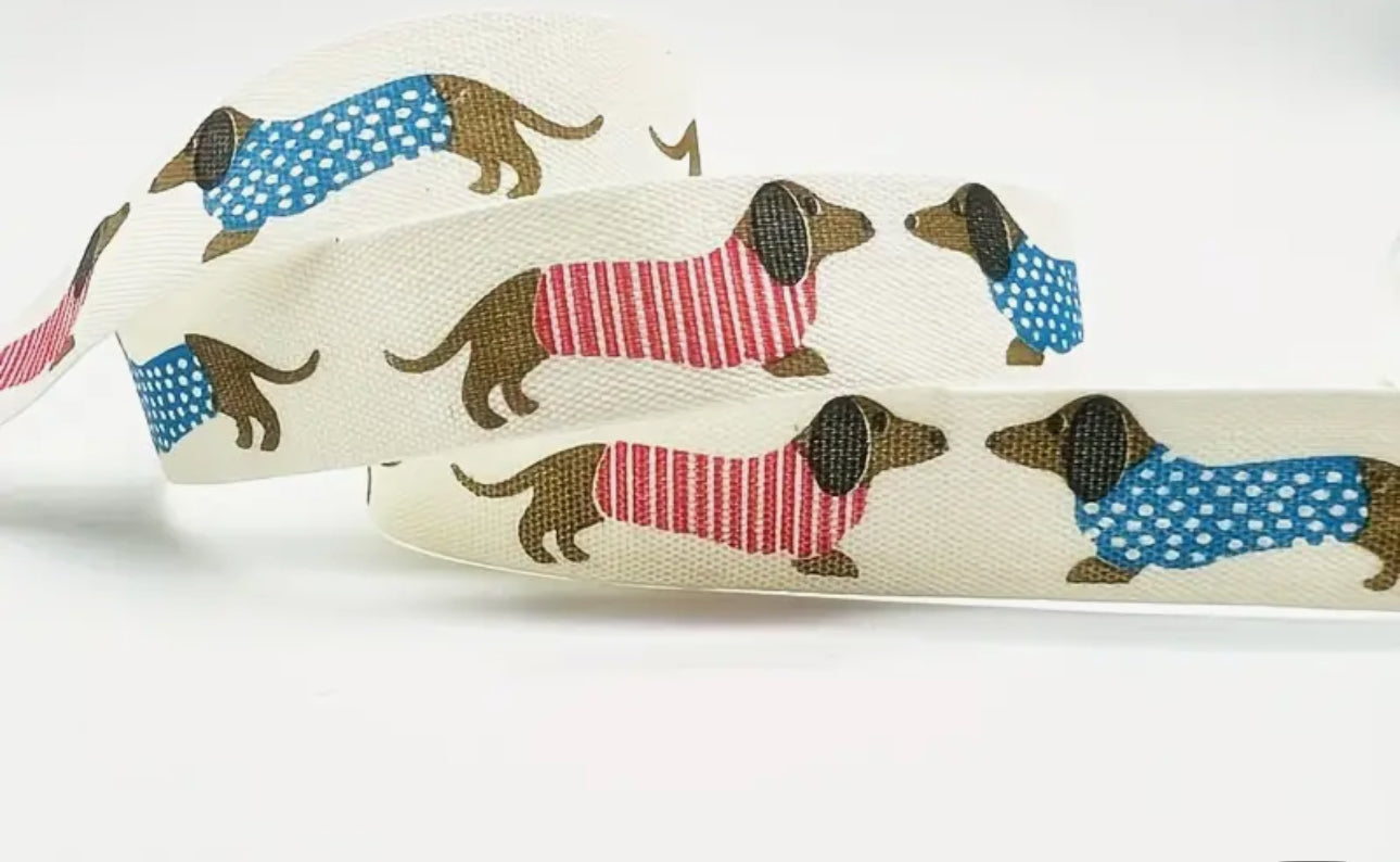 Dachshund Cotton Ribbon (2.5mm width 2 yards)