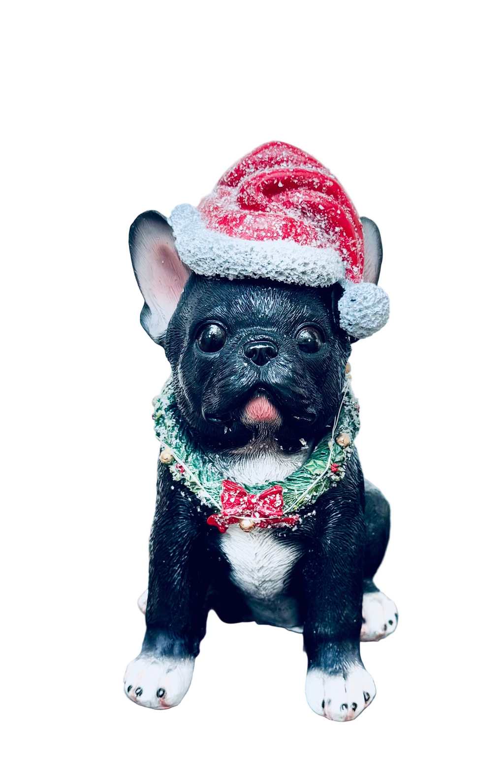 Christmas French bulldog statue