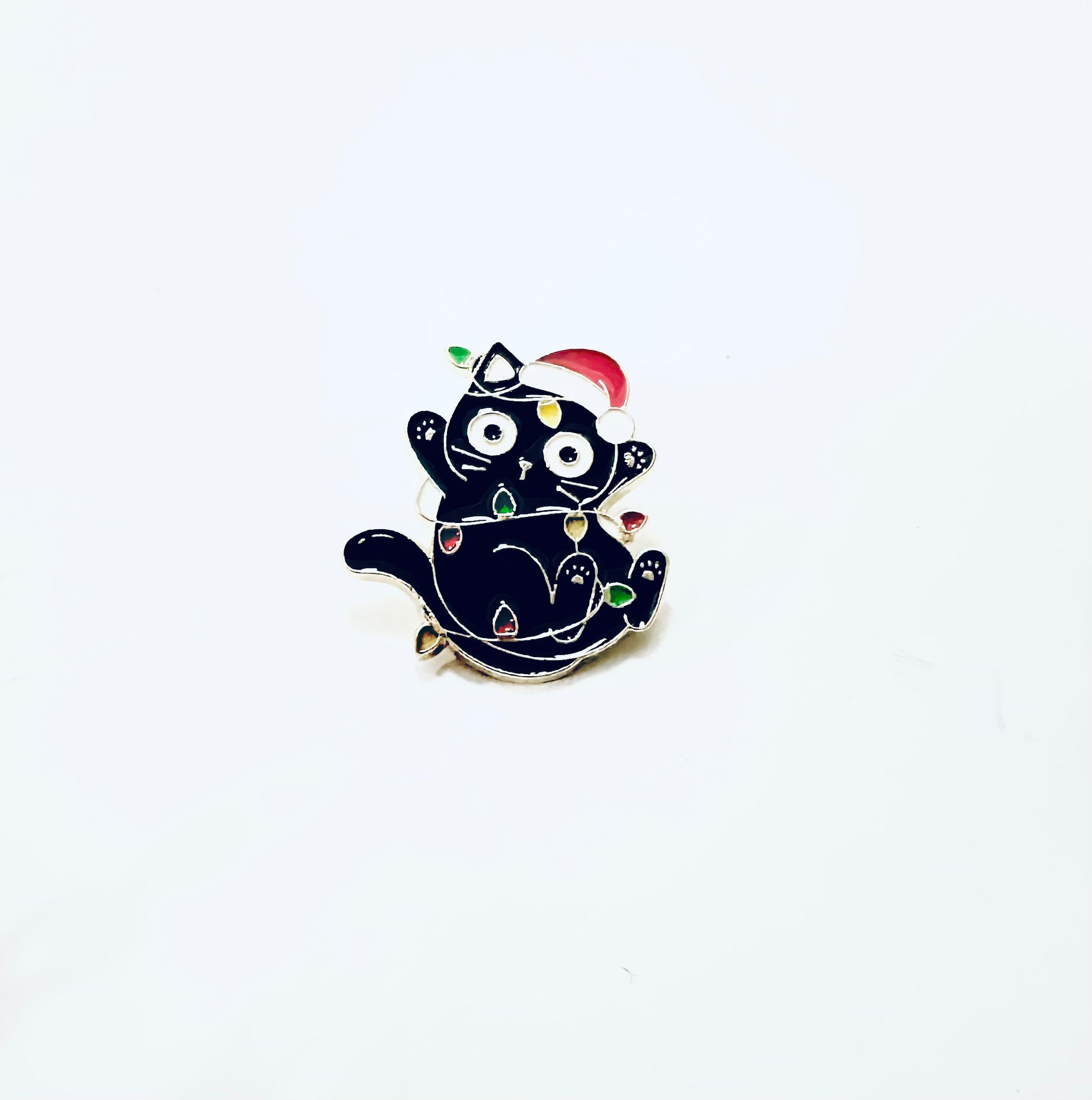 Christmas Black Cat pin