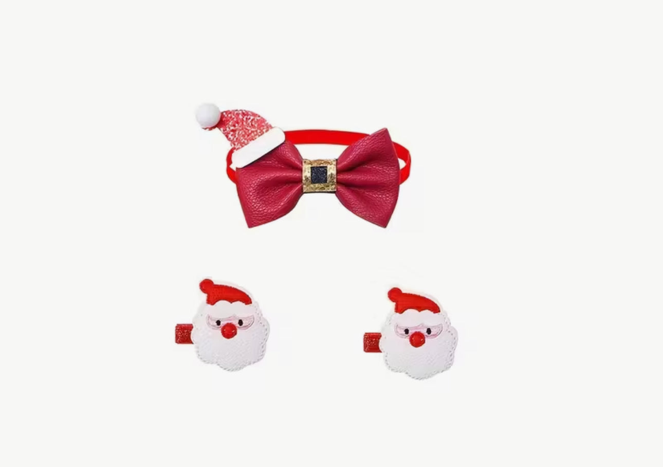 Christmas Collar with Hair Clips Set