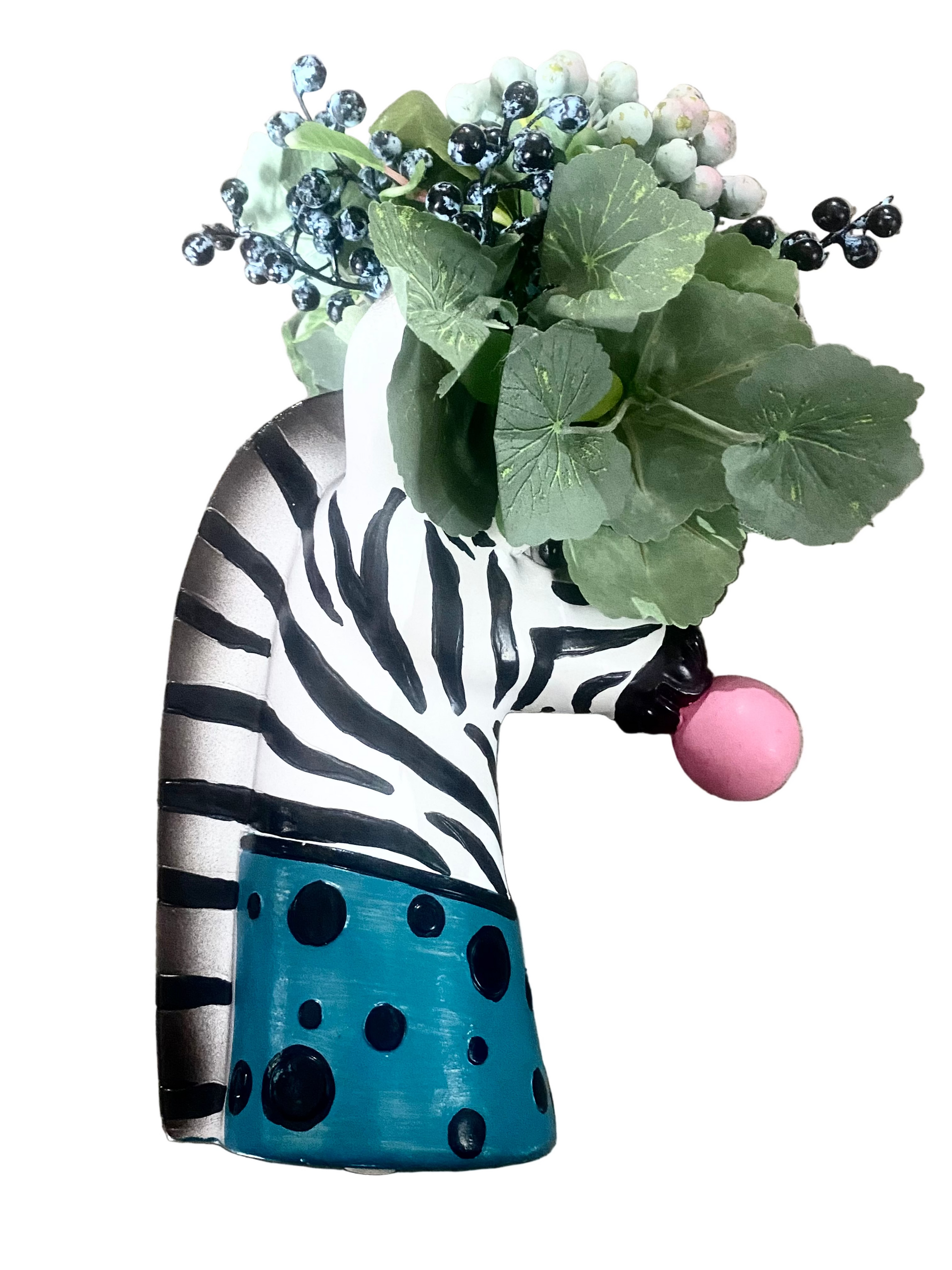 Zebra with handmade bouquet